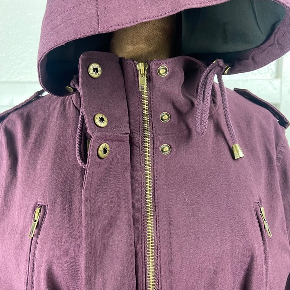 Eden Society Burgundy Hooded Utility Jacket Women’s Large - Picture 6 of 10